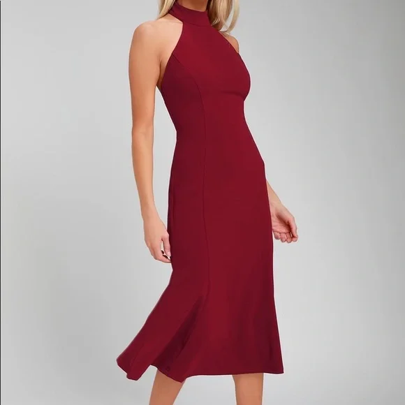 sachin and babi light blue dress Lulus Panache Red Backless Midi Dress deep V Small main image 1